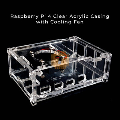 Raspberry Pi 4 Clear Acrylic Enclosure Box with Cooling Fan