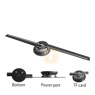 Holographic 3D Fan 42cm Two Blades LED Display for Creative Advertising with WiFi Bluetooth Control (UK Plug)