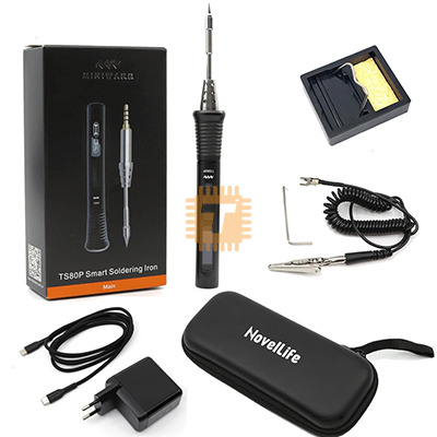 TS80P Mini Electric Soldering Iron Station Portable PU Organizer Bag Kit Adjustable Temperature Digital OLED