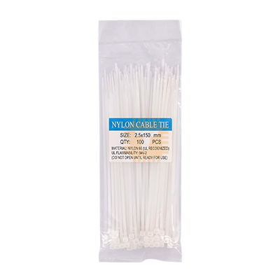 Cable Tie 2.5x150mm White (100pcs Pack)
