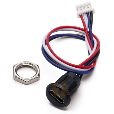 Type-C USB Connector Socket Panel Mount 4-wire Waterproof PH 2.1