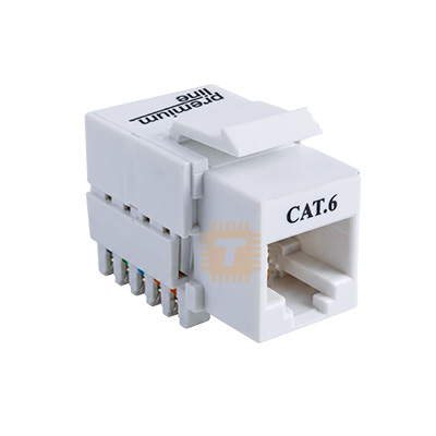 CAT6 Keystone Jack Premium Line Unshielded Dual Type IDC White 90 degrees RJ45 Ethernet (Made in Germany)