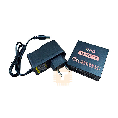 2-Way HDMI Splitter 4K UHD with Power Adapter