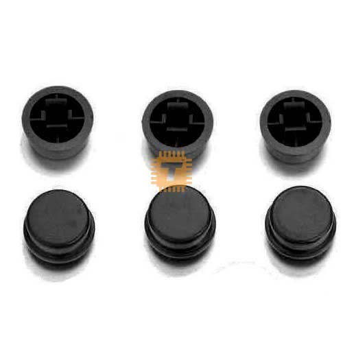 Tactile Button Cap Black Colour 12x12x7.3mm