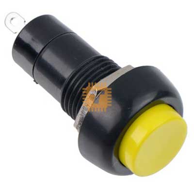 Push On/Off Switch Round Plastic Yellow