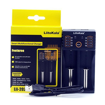 LiitoKala Lii-202 Battery Charger 3.7V Li-ion NiMH 1.2V 9V Li-FePO4 3.2V IMR 3.8V for 18650, 26650, 21700, 26700, AA, AAA