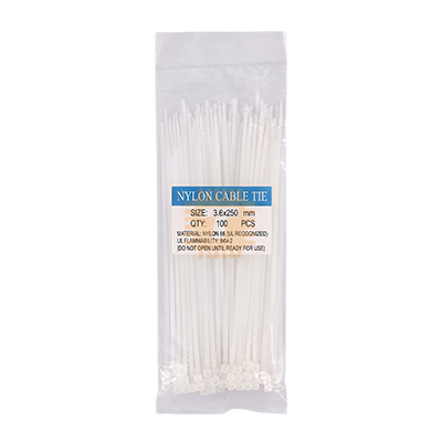 Cable Tie 3.6x250mm White (100pcs Pack)