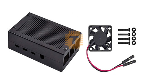Raspberry Pi 4 Black Metal Enclosure Box (With fan)