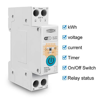 TOMZN TOB9-63M Smart Switch Voltage Current Protection Timer Relay MCB TUYA Smart Life 63A 1P+N WIFI with Metering