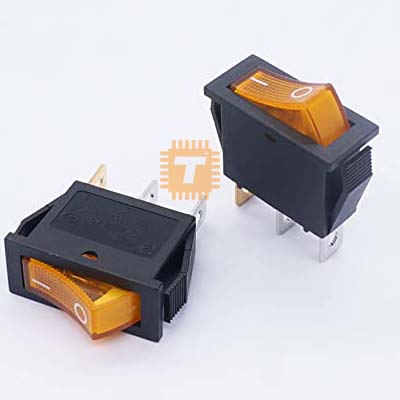 SPST Orange Light Rectangular Rocker Switch Big 3-Pin 250VAC 15A / 125VAC 20A