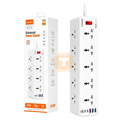 LDNIO SC10610C Universal Power Socket Extension (10 Ports) with USB-A/Type-C Ports