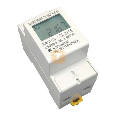TOMZN SDM220-ECL Energy Meter 230VAC 80A 50/60Hz LCD Display Single Phase Din Rail